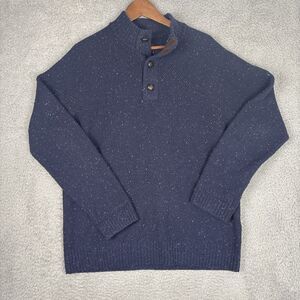 UNTUCKit Gordonne Lambswool Donegal Sweater Mens Size Medium Navy Regular Fit